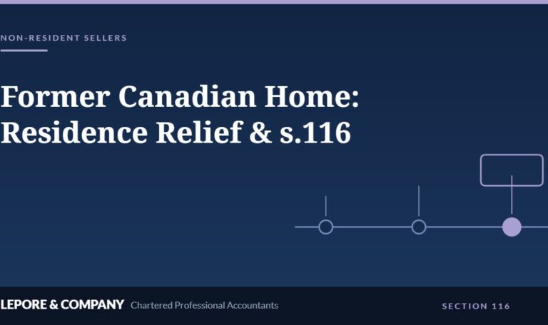 Lepore & Company graphic: Former Canadian Home — Principal Residence Relief and Section 116