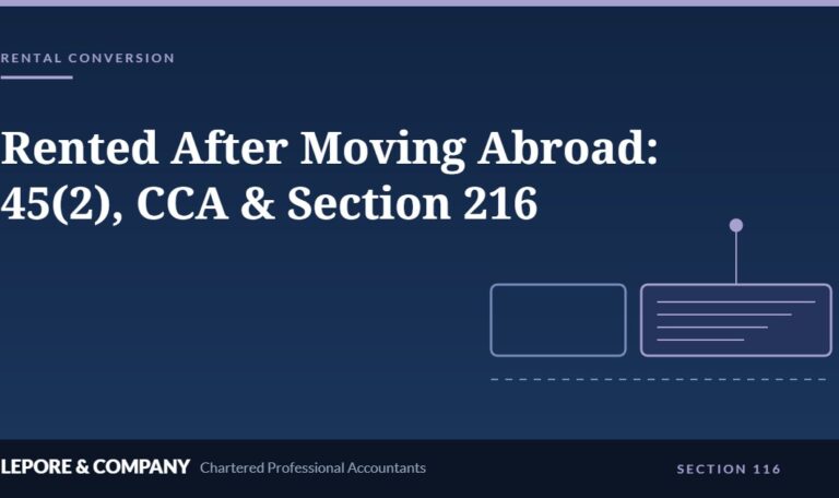 Lepore & Company graphic: Rented After Moving Abroad — 45(2), CCA and Section 216